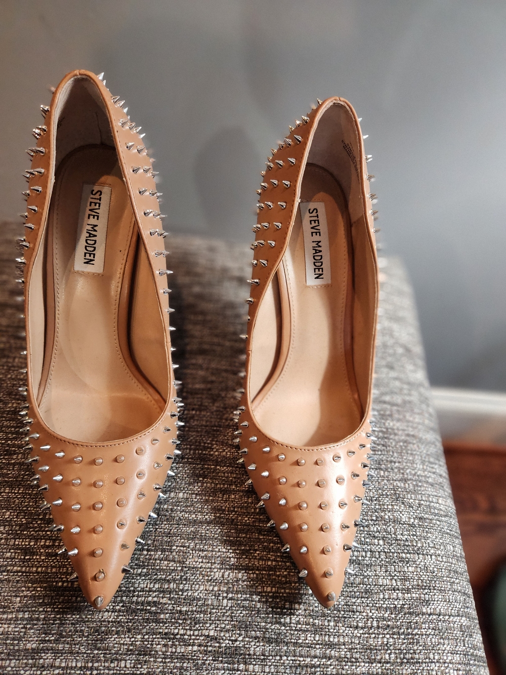 Steve Madden Nude Tan Pointed Toe Spike Pumps